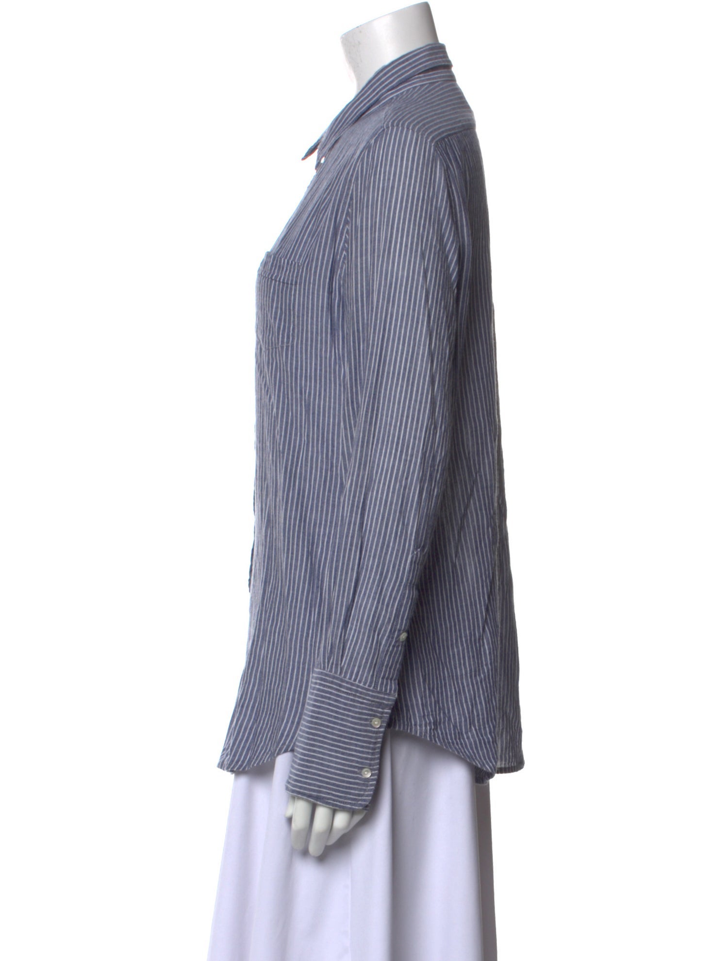 Nili Lotan Striped Long Sleeve Button-Up Top